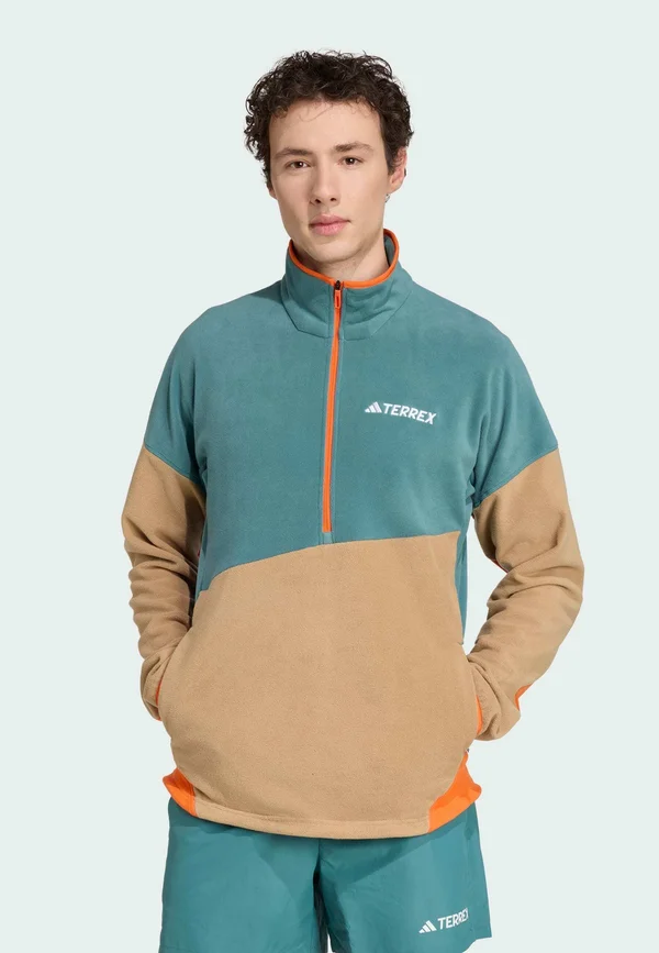 MT CW FL ANRK - Fleecepullover - preloved teal   cardboard   semi impact orange
