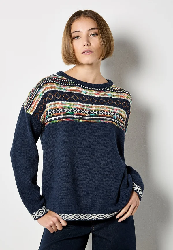 MULTI PATTERN  - Strickpullover - navy