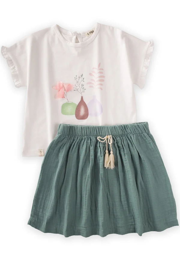 MUSLIN SET - Faltenrock - metallic green