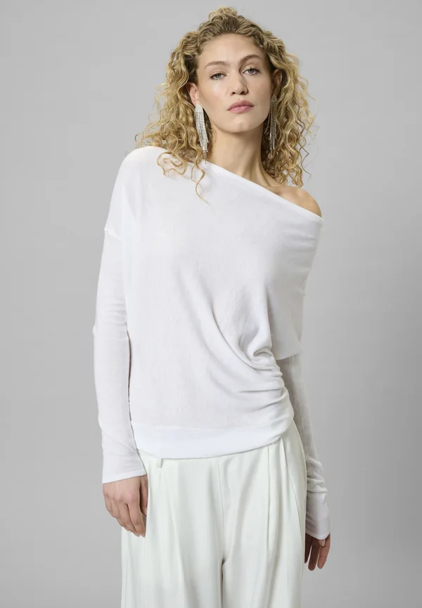 MWPOLLY WATERFALL KNIT BLOUSE - Strickpullover - snow white