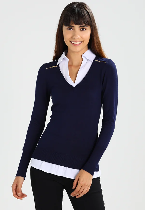 MYLORD - Strickpullover - marine/blanc