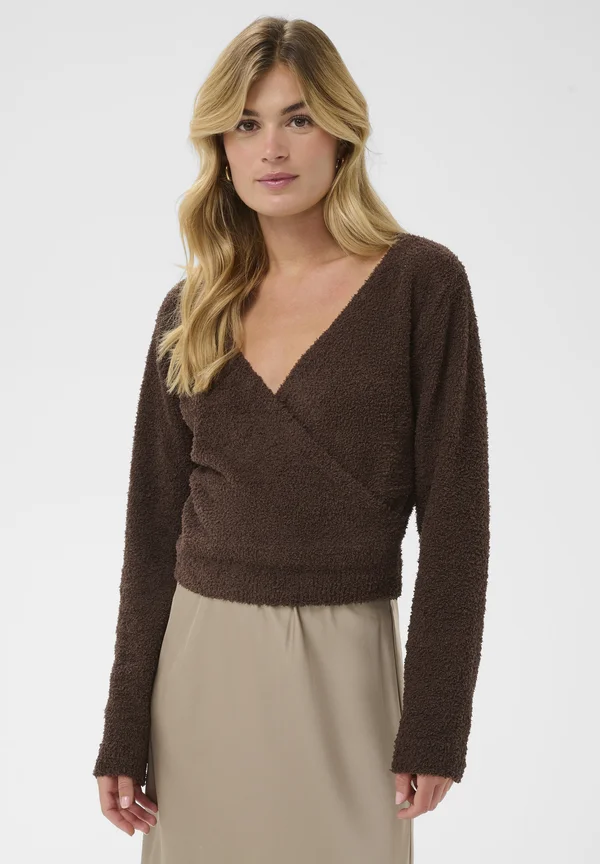 NADALIESZ WRAP BLOUSE - Strickpullover - chocolate brown