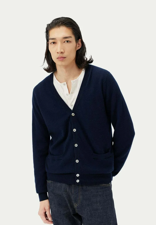 NATURFAR V AUSSCHNITT MIT KNÖPFEN - Strickjacke - dark blue
