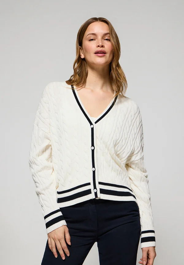 NAUTIC BUTTONED BOXY FIT AZARIEL - Strickjacke - ecru