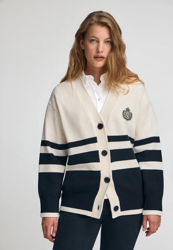 NAUTIC BUTTONED KOR - Strickjacke - ecru