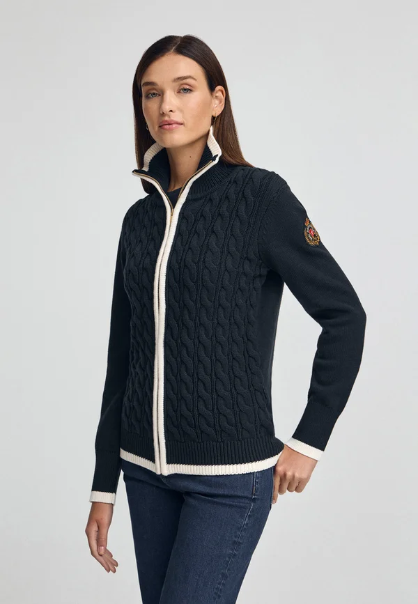 NAUTIC CABLE ZIPPERED - Strickjacke - navy