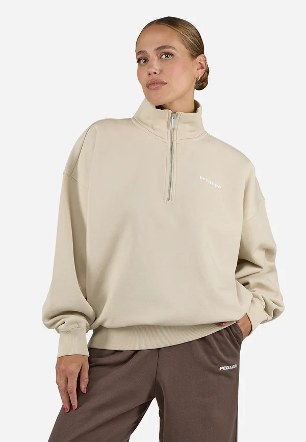 NAYA OVERSIZED HALFZIP - Sweatshirt - washed light beige/white gum
