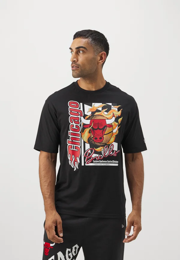 NBA CHICAGO BULLS FLAME OVERSIZE TEE - Vereinsmannschaften - black/red