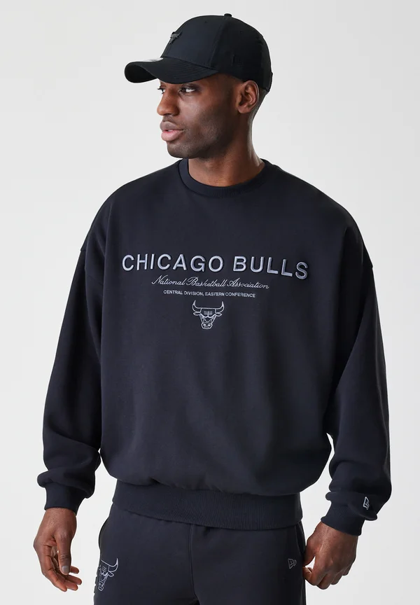 NBA CHICAGO BULLS LINEAR GRAPHIC BOXY CREW - Sweatshirt - black