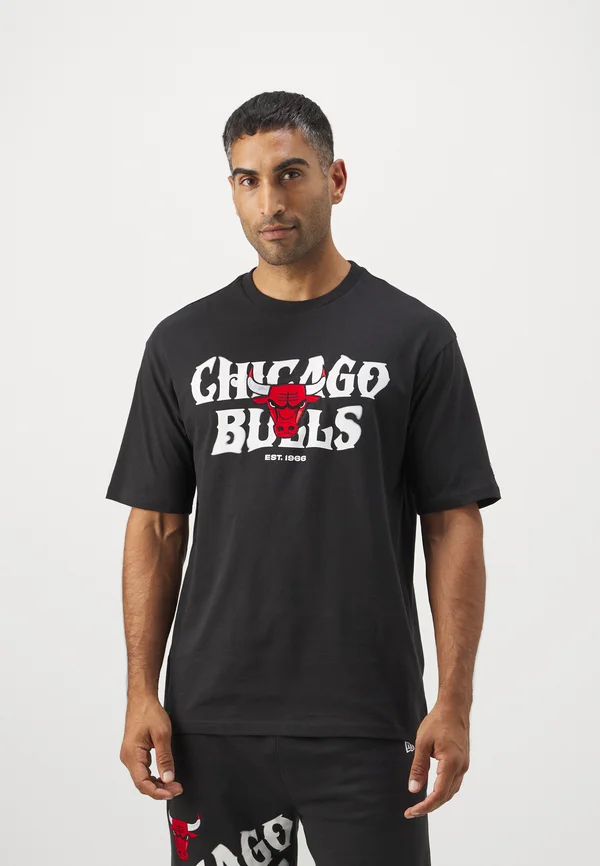 NBA CHICAGO BULLS OVERSIZE TEE - Vereinsmannschaften - black/white