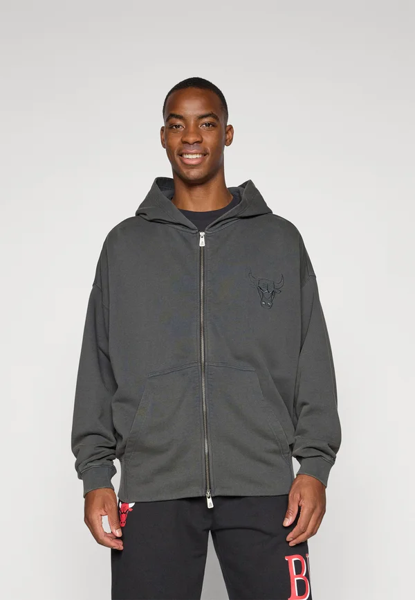 NBA CHICAGO BULLS WASHED FULL ZIP - Vereinsmannschaften - grey