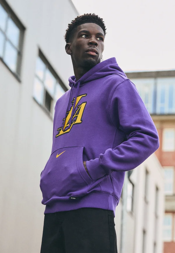NBA CITY EDITION LOS ANGELES LAKERS HOODY - Vereinsmannschaften - field purple/amarillo