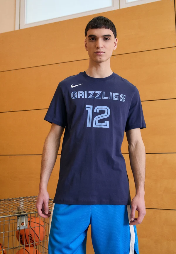 NBA JA MORANT MEMPHIS GRIZZLIES NAME & NUMBER TEE - Vereinsmannschaften - college navy