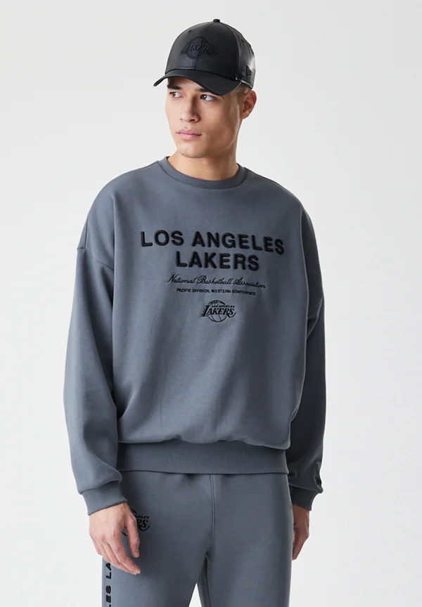 NBA LOS ANGELES LAKERS LINEAR GRAPHIC BOXY CREW - Sweatshirt - space grey