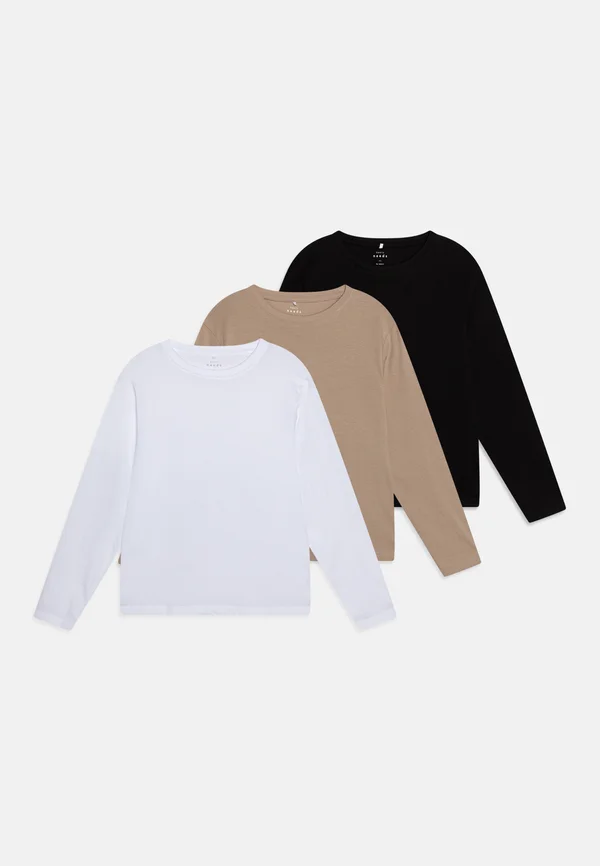 NKMVOBBO 3 PACK - Langarmshirt - black/pure cash/bright white