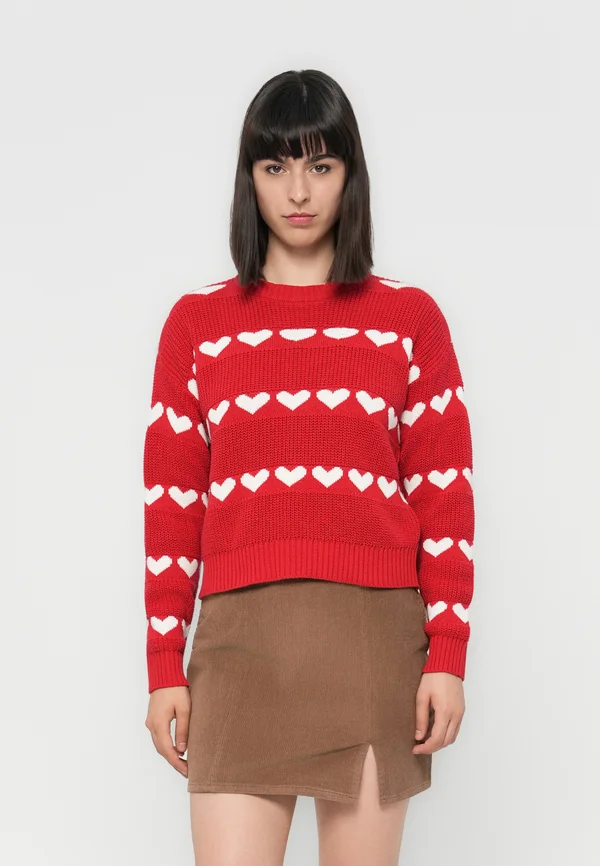 NMBLITZEN O NECK - Strickpullover - racing red/birch