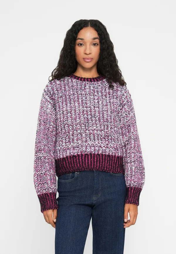 NMFATIMA O NECK - Strickpullover - pink yarrow/ cloud dancer/black