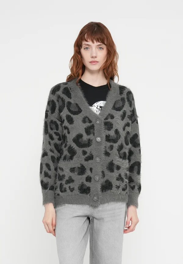 NMFLYNN V NECK CARDIGAN - Strickjacke - charcoal gray