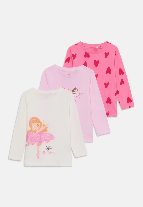 NMFNIA 3 PACK - Langarmshirt - pink cosmos/cloud dancer