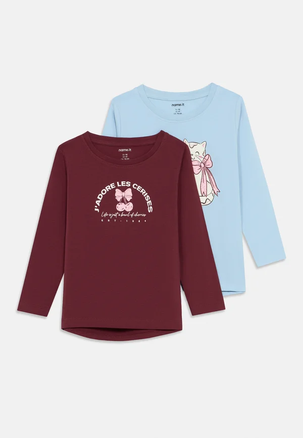 NMFVIX 2PACK - Langarmshirt - windsurfer/burgundy