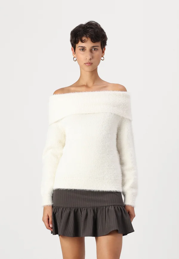 NMHEIDI OFF SHOULDER - Strickpullover - eggnog