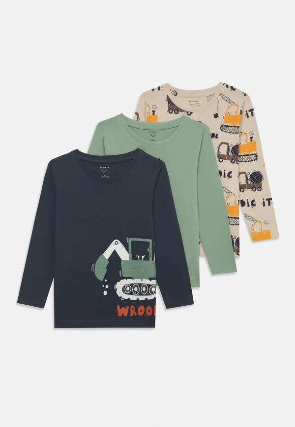 NMMNIKO 3 PACK - Langarmshirt - green bay/silver coloured/india ink