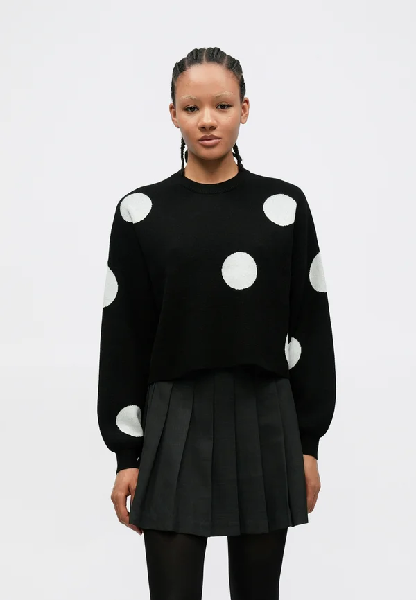 NMSHYLA O NECK STATEMENT - Strickpullover - black