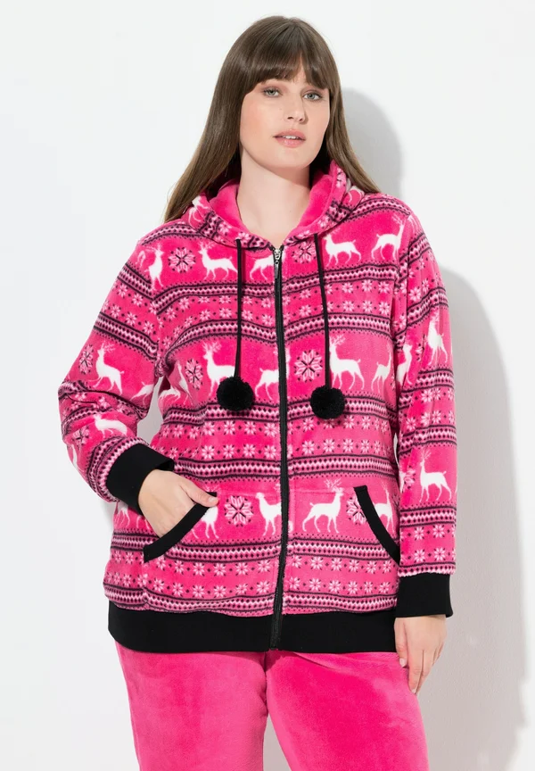 NORDIC STRIPE PRINT PLUSH LOUNGE - Strickjacke - pink