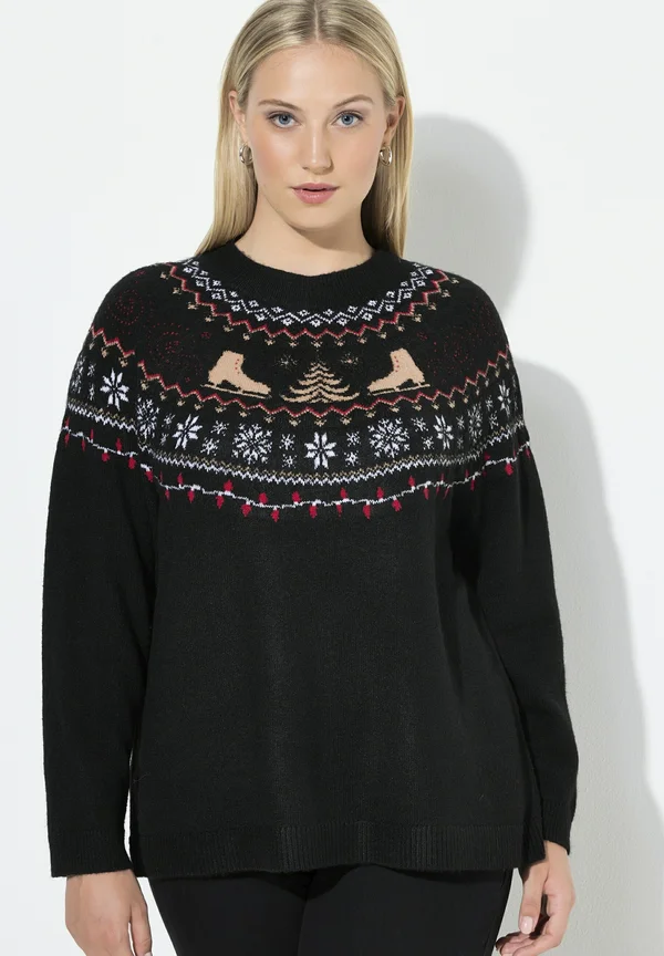 NORWEGER LANGARM - Strickpullover - black