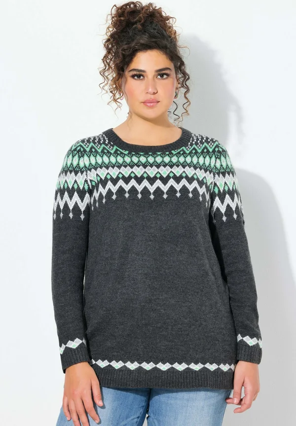NORWEGIAN STYLE LONG SLEEVE - Strickpullover - dark gray melange