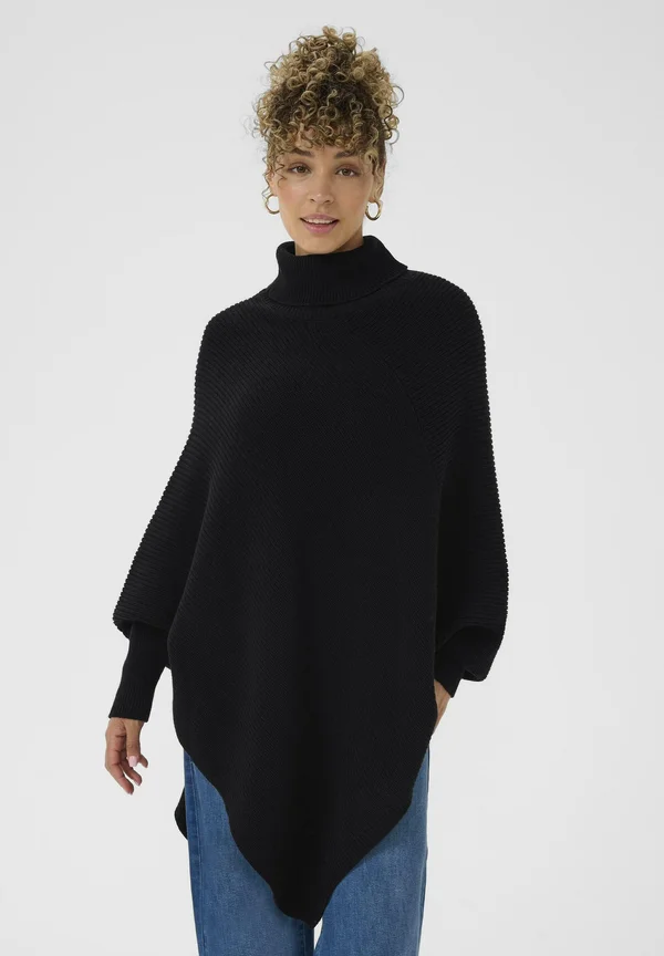 NOVA ROLLNECK PONCHO - Strickpullover - pitch black