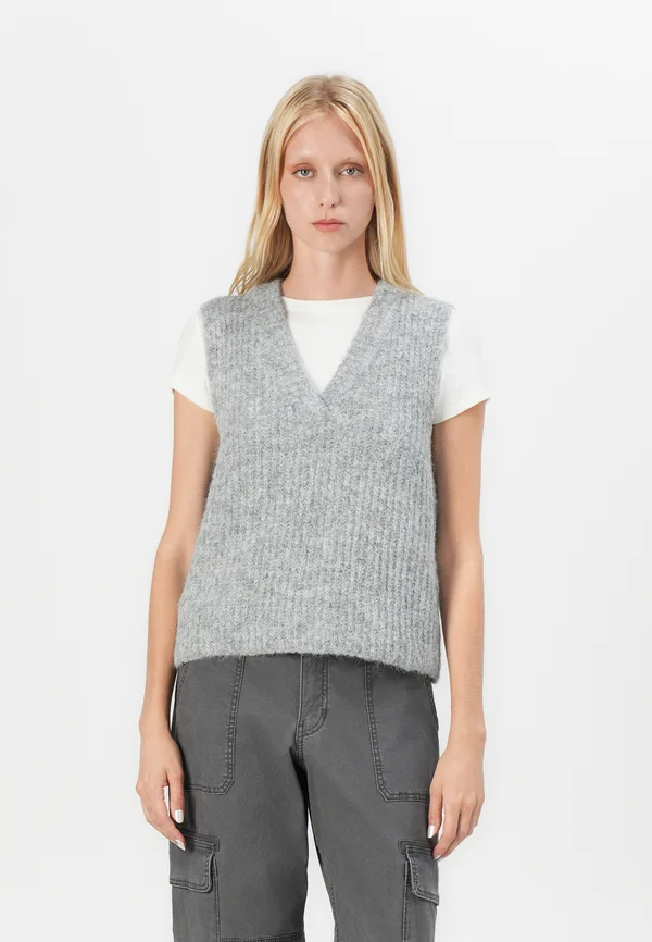 NOVAH V NECK - Strickpullover - medium grey melange