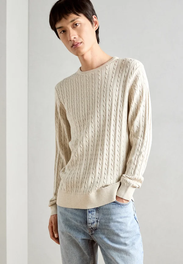 O NECK - Strickpullover - ecru melange