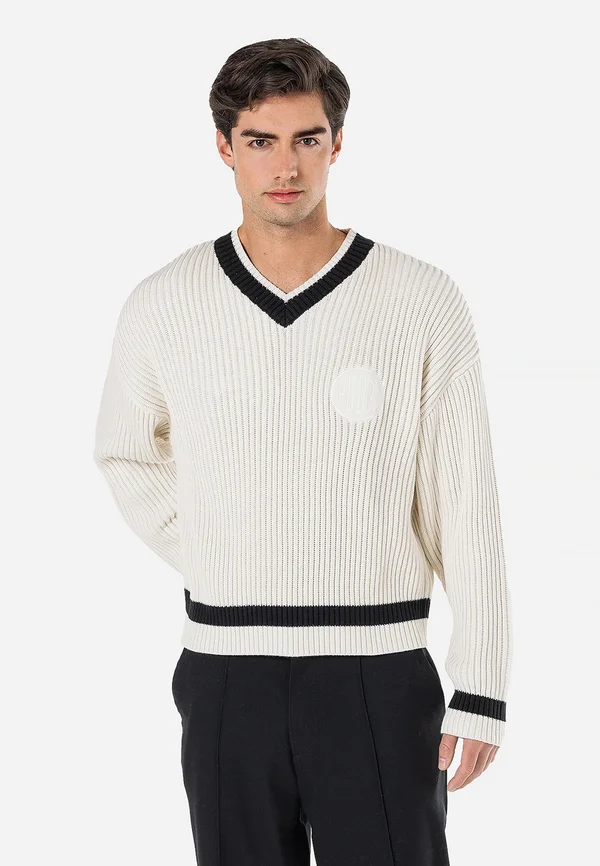 OAKLAKE - Strickpullover - warm white/black