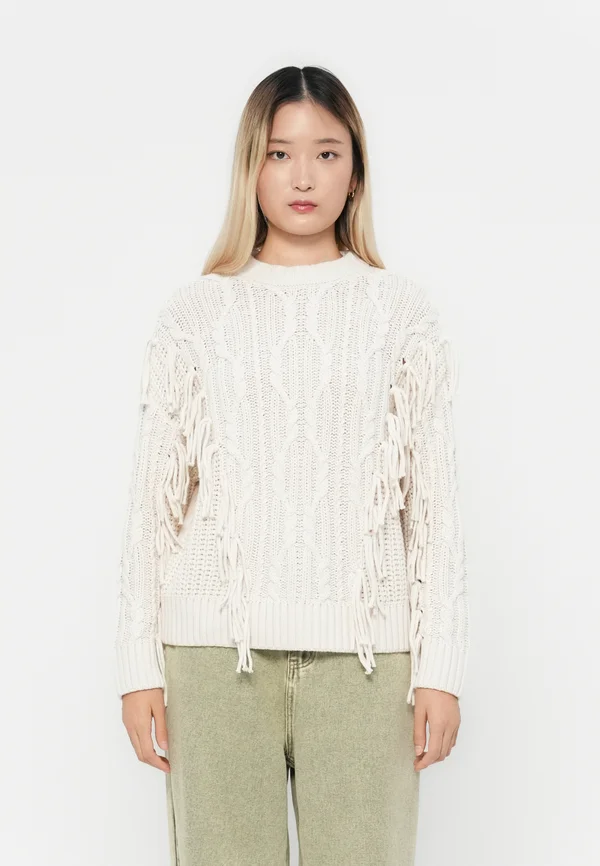 OBJAMANDA - Strickpullover - white sand