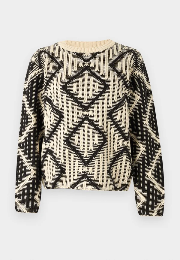 OBJFERKA  - Strickpullover - sandshell/black