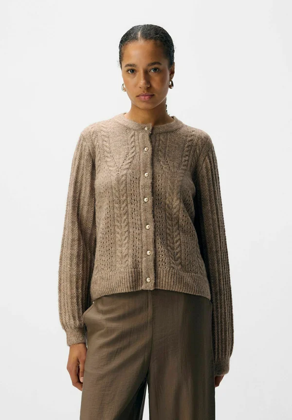 OBJFLORA - Strickjacke - desert taupe