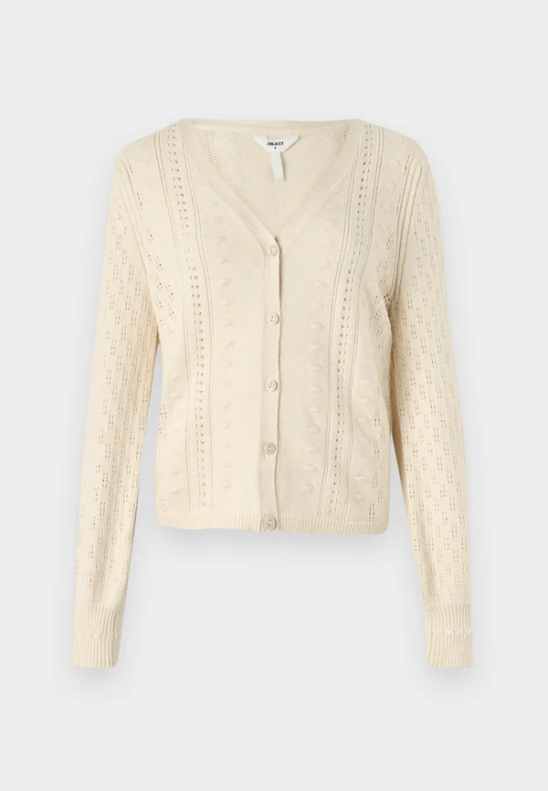 OBJINGE V NECK  - Strickjacke - sandshell