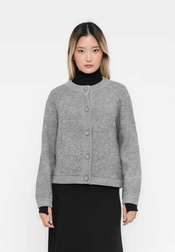 OBJMERLE  - Strickjacke - medium grey melange