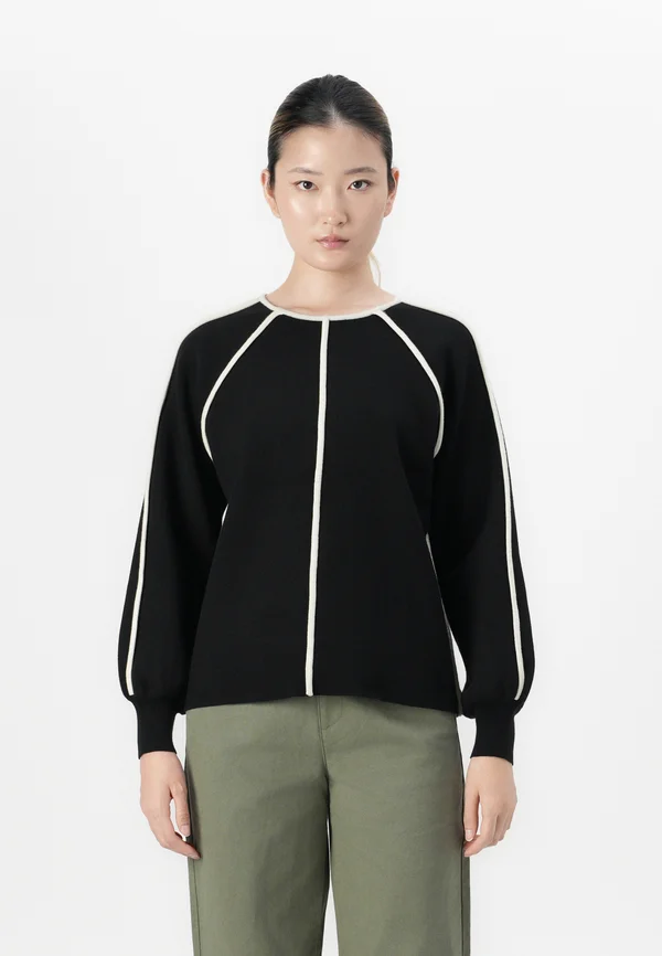 OBJREYNARD CONTRAST  DIV - Strickpullover - black