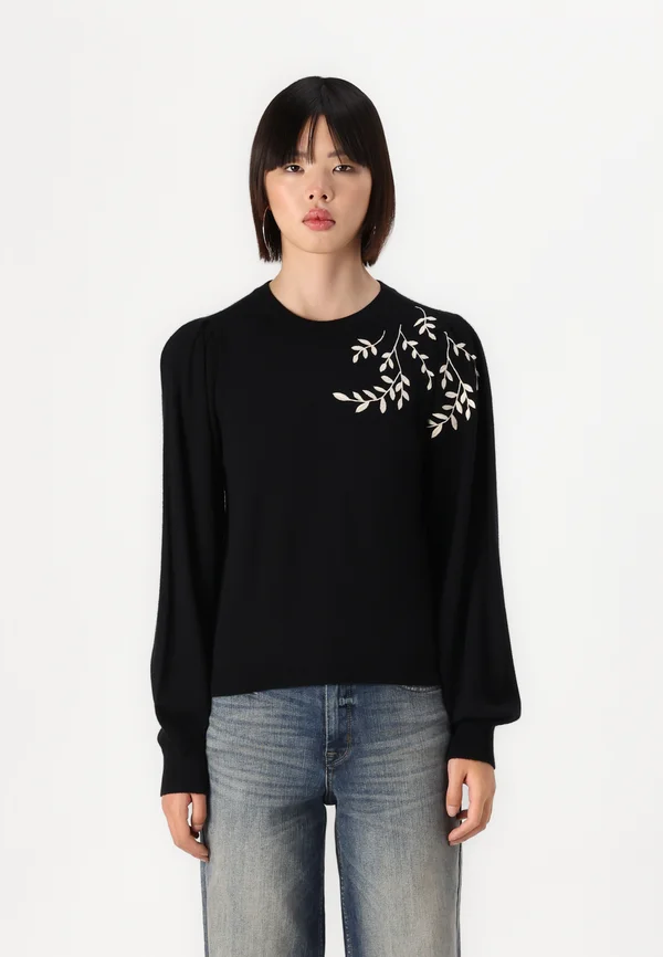 OBJTHESS EMBROIDERY  - Strickpullover - black