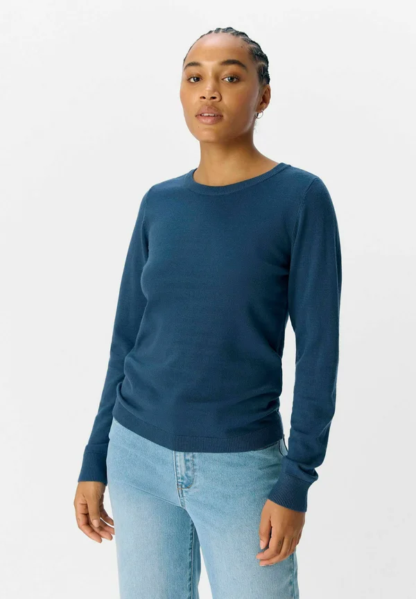 OBJTHESS LS O-NECK - Strickpullover - dark denim