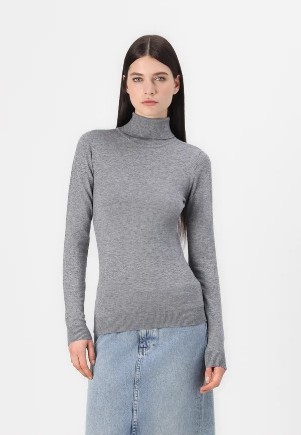 OBJTHESS ROLLNECK - Strickpullover - medium grey