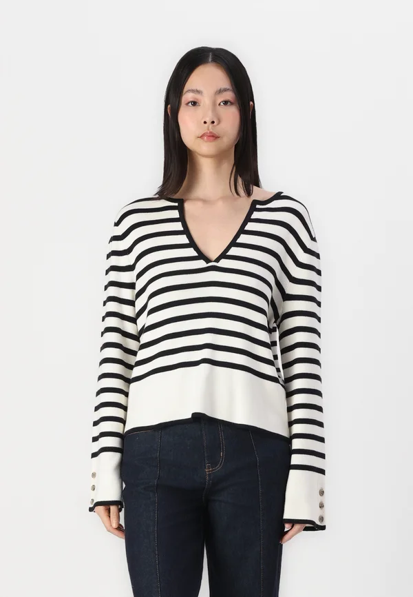 OBJVIVA  - Strickpullover - sandshell/black