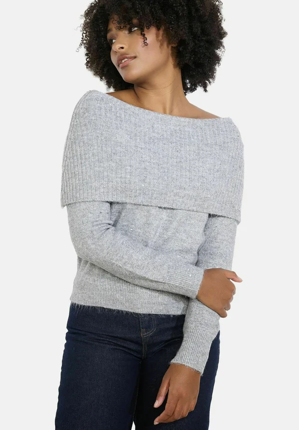 OFF-SHOULDER SEQUIN - Strickpullover - grey med mel