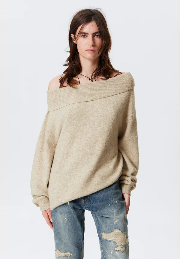 OFF SHOULDER - Strickpullover - mole dusty light