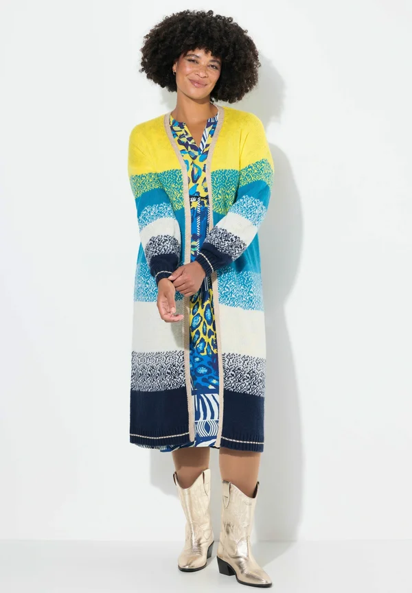 OFFENE FORM BLOCKSTREIFEN, LANGARM - Strickjacke - light turquoise