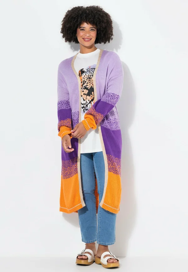 OFFENE FORM BLOCKSTREIFEN, LANGARM - Strickjacke - lilac violet