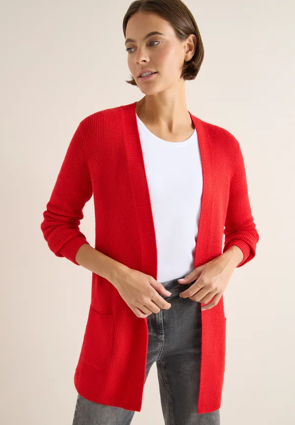 OFFENER STRUKTUR - Strickjacke - rot