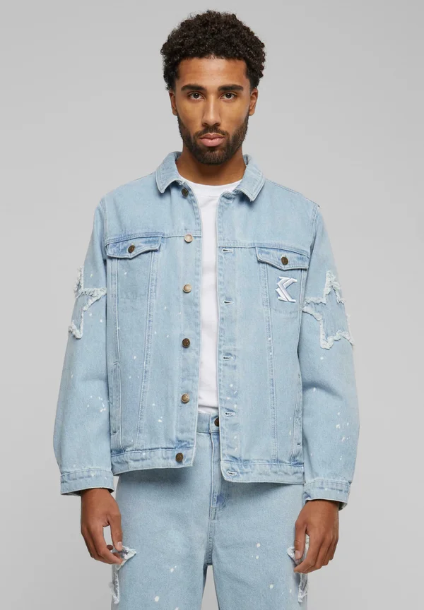 OG PAINTSPLATTER TRUCKER BLEACHED - Jeansjacke - blue white